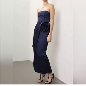 Ronny Kobo Navy Pradova Strapless Gown